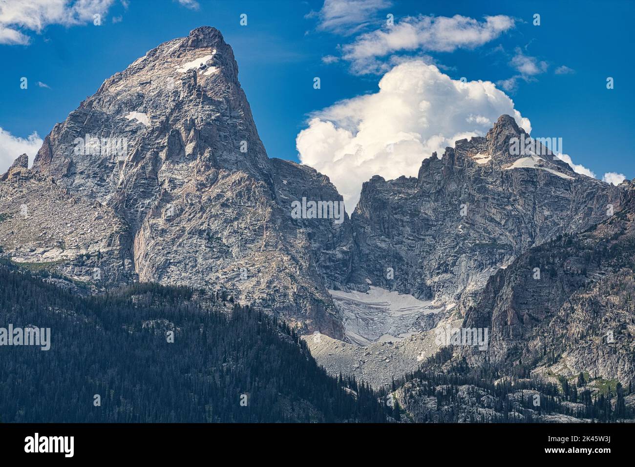 Closeup of Teton Glacier located between the Grand Teton and Mount