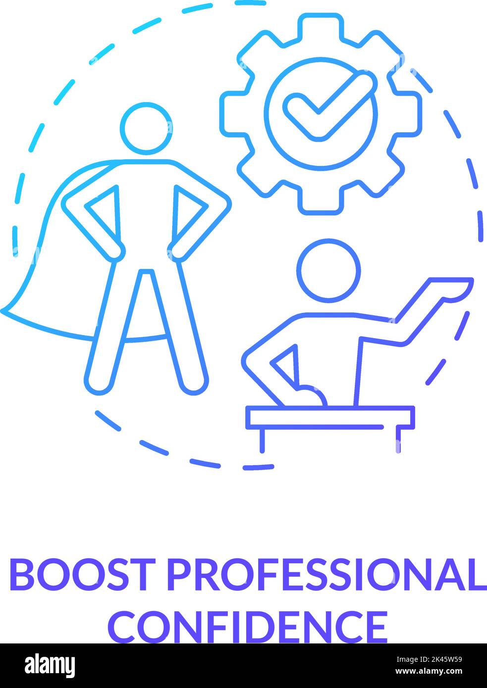 Boost professional confidence blue gradient concept icon Stock Vector