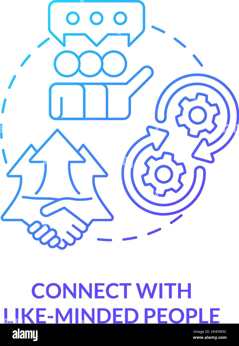 Connecting like-minded people blue gradient concept icon Stock Vector