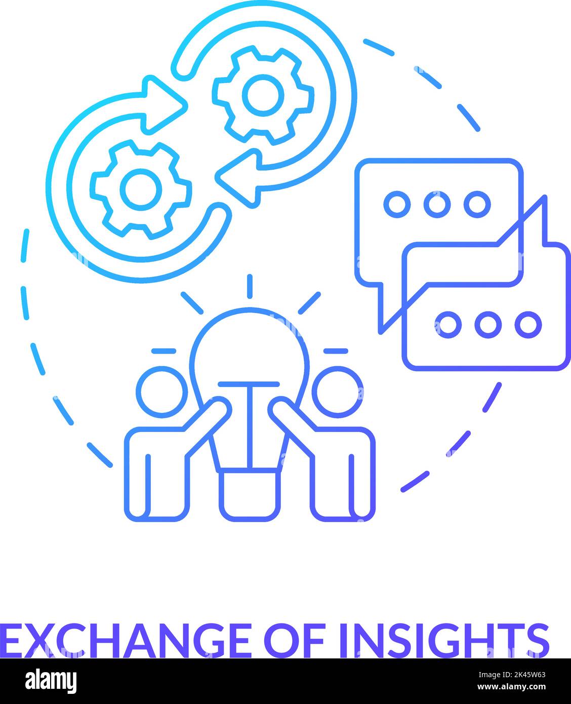 Exchange of insights blue gradient concept icon Stock Vector