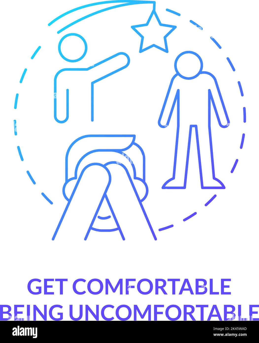 Get comfortable being uncomfortable blue gradient concept icon Stock Vector