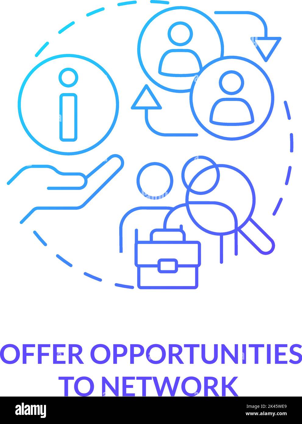 Offer opportunities to network blue gradient concept icon Stock Vector