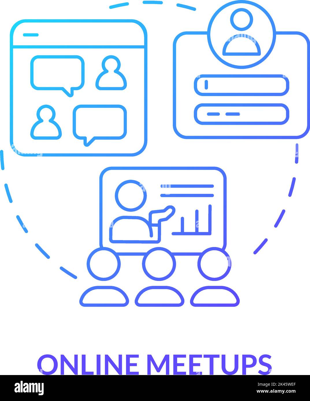 Online meeting blue gradient concept icon Stock Vector