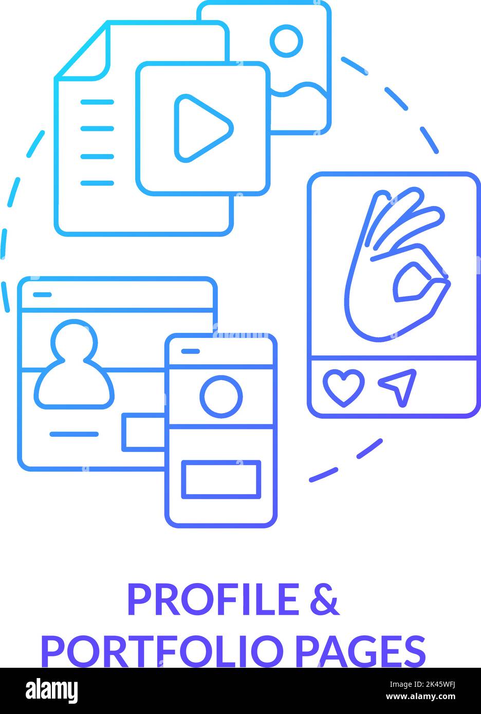 Profile and portfolio pages blue gradient concept icon Stock Vector