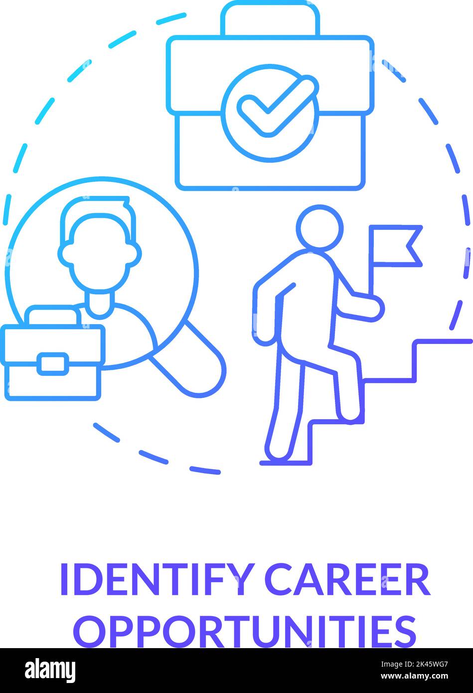 Identify career opportunities blue gradient concept icon Stock Vector