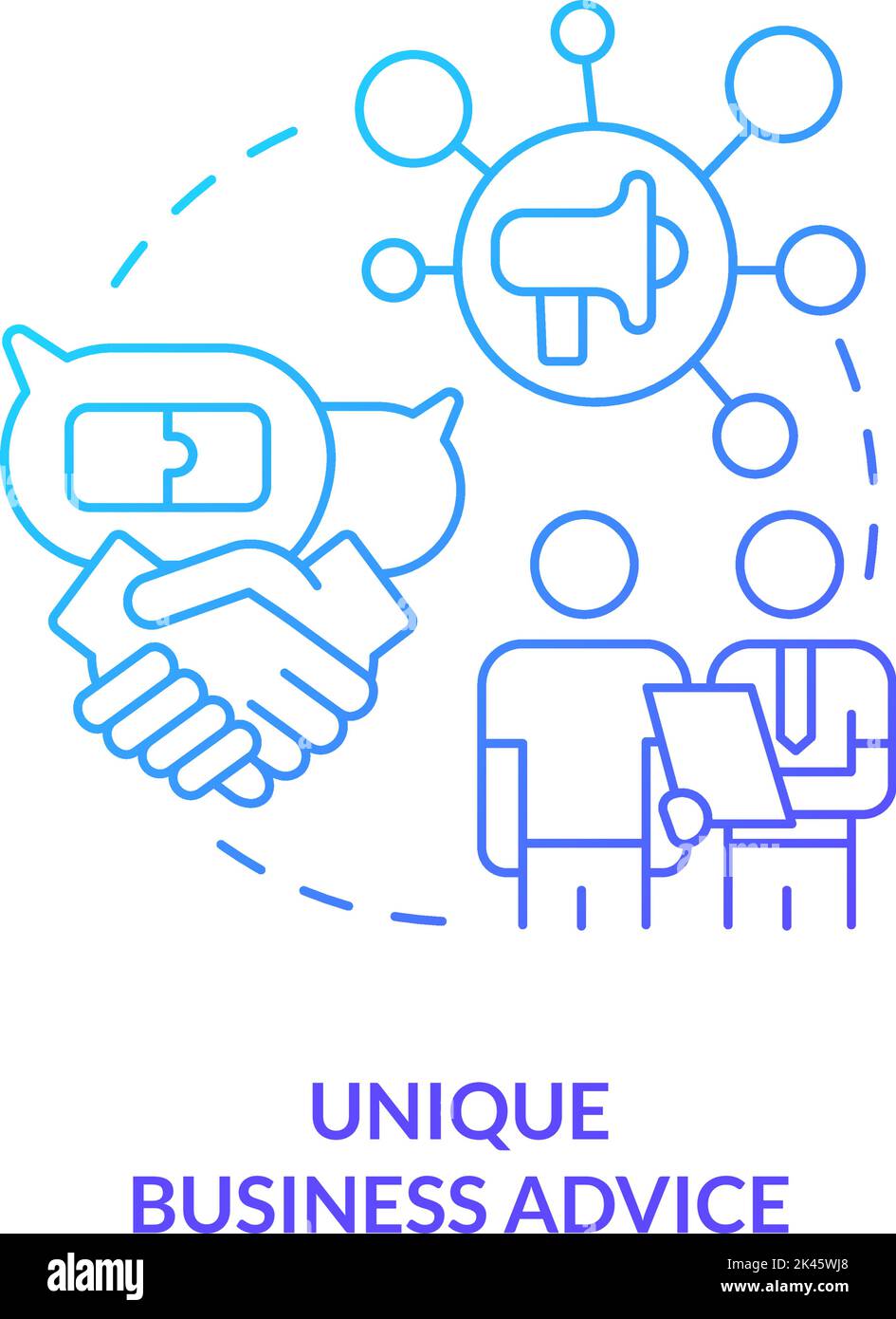 Unique business advice blue gradient concept icon Stock Vector