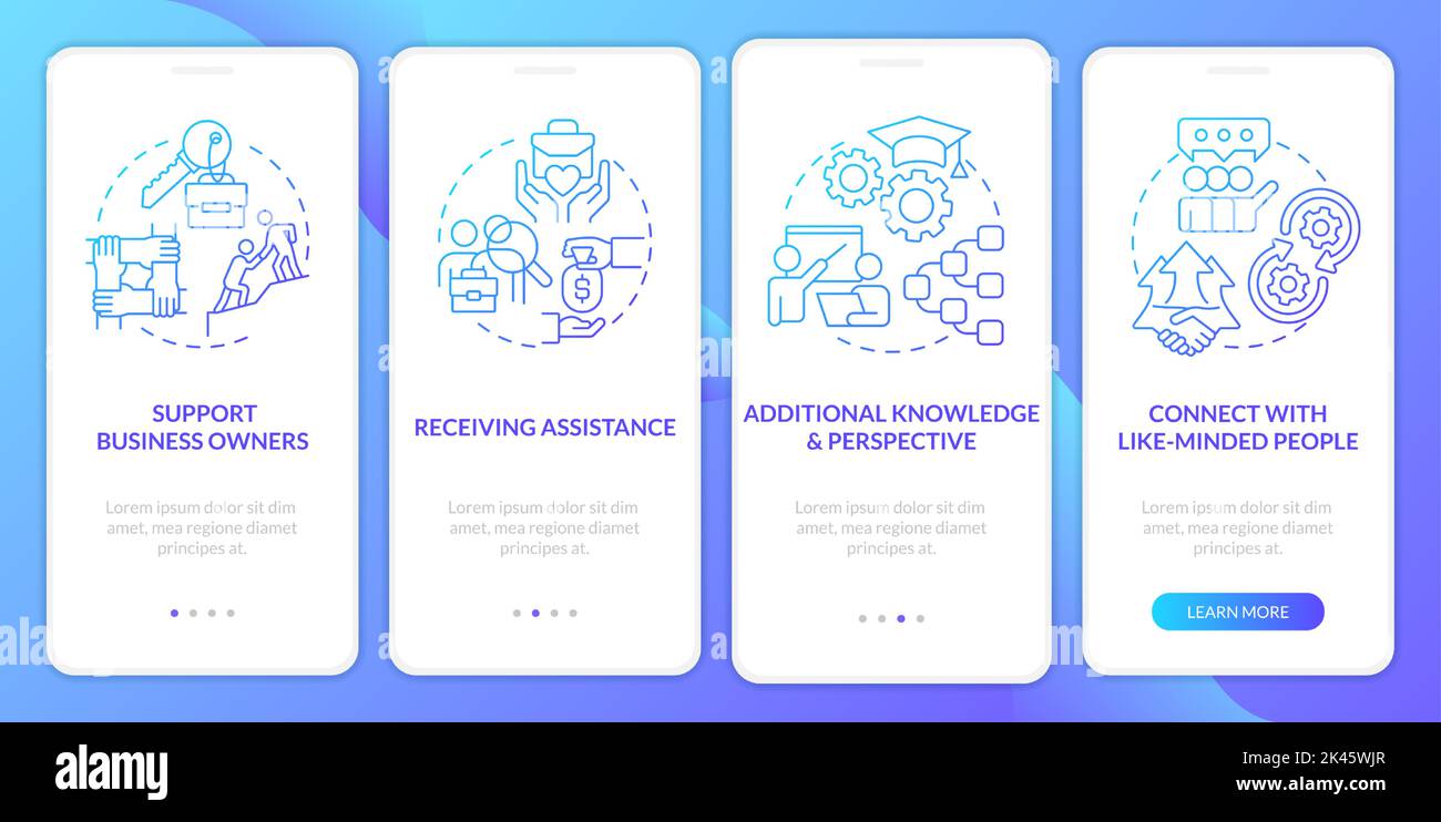 Networking profits blue gradient onboarding mobile app screen Stock ...