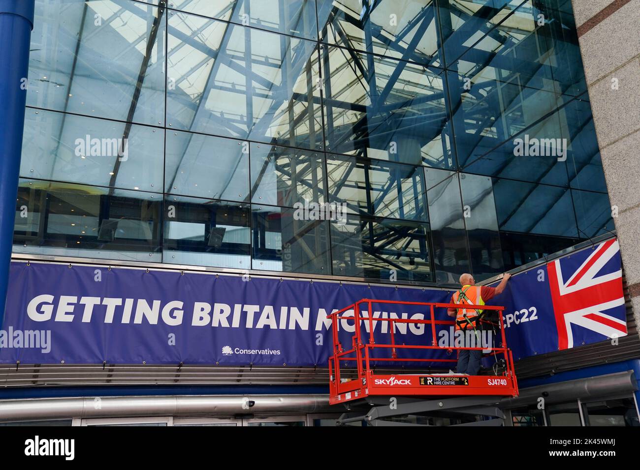 Work carried out on signage in Birmingham ahead of the Conservative