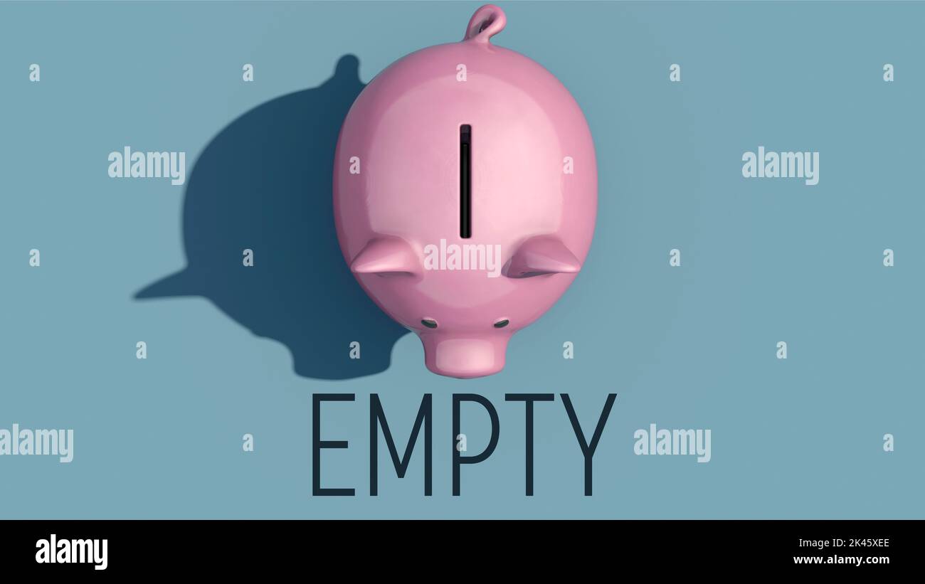 Empty piggy bank - no more money Stock Photo