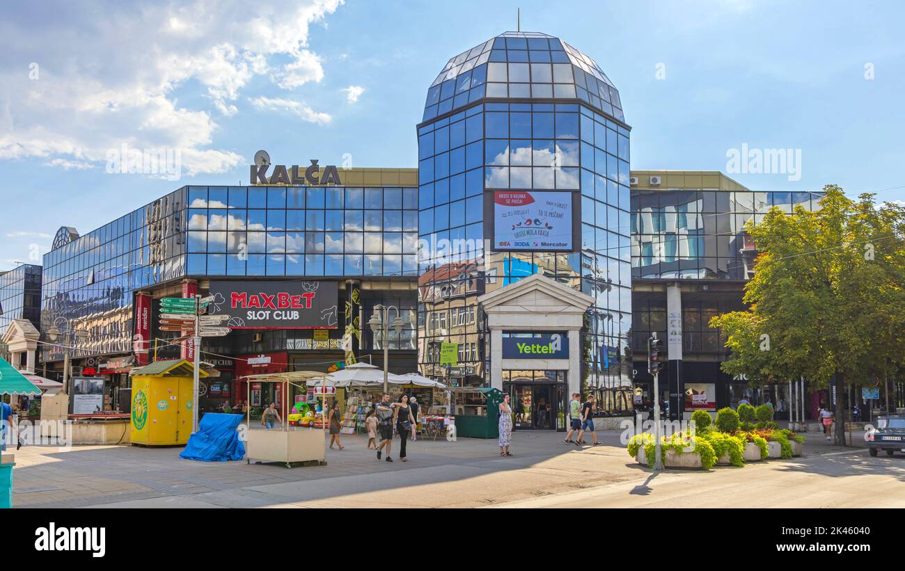 Nis, Serbia - August 04, 2022: Traditional Shopping Mall Calca With Stores in Glass Building Old Town Centre at Hot Summer Day. Stock Photo