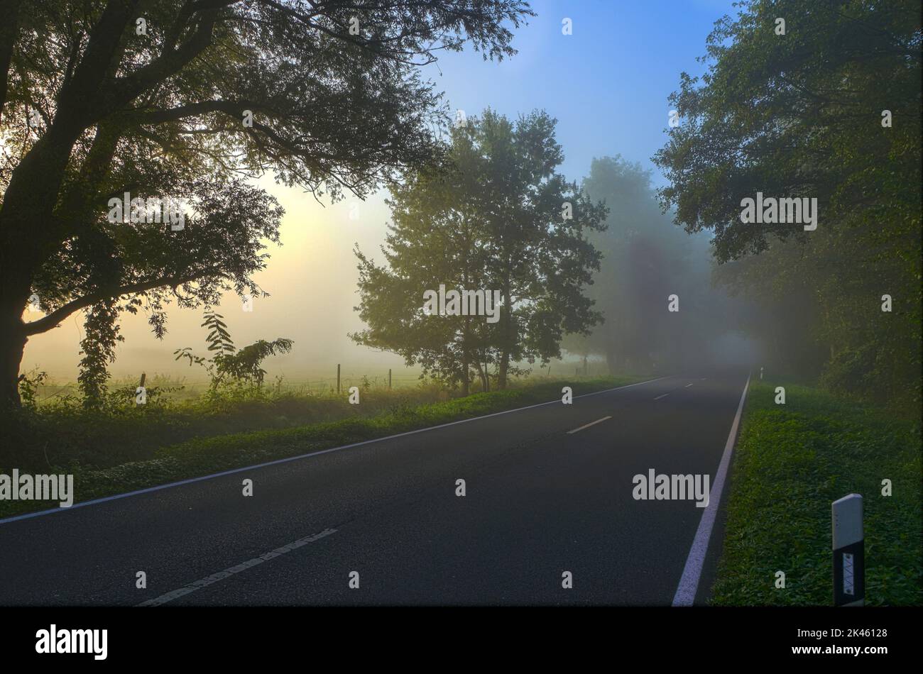 Straße im Nebel Stock Photo