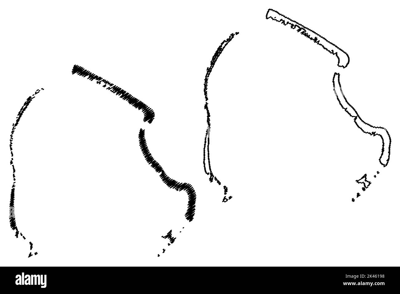 Manuae island (France, French Republic, Pacific Ocean, Society Islands Archipelago, French Polynesia) map vector illustration, scribble sketch Manua'e Stock Vector