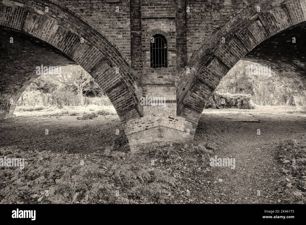 Warm tone black and white two arches Stock Photo