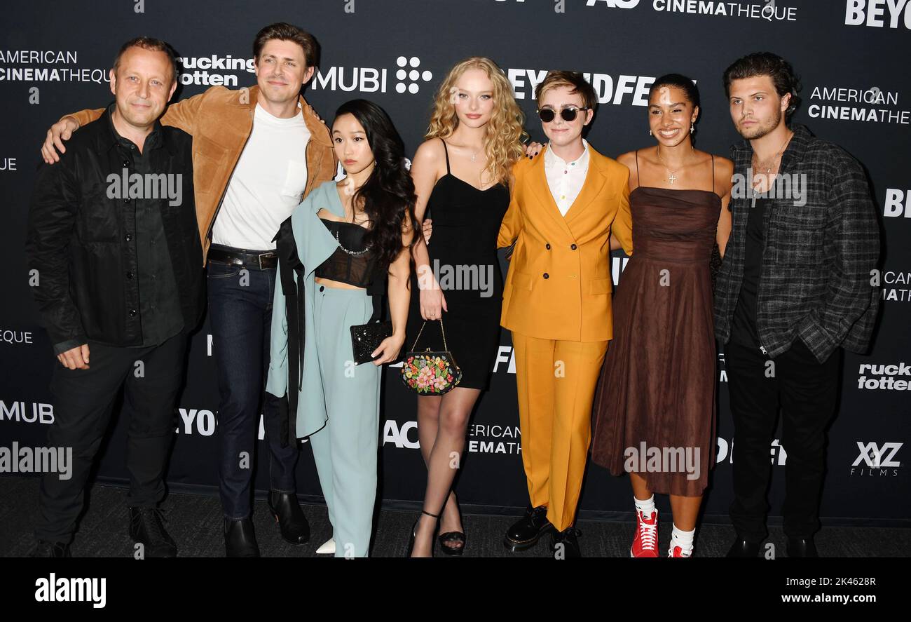 Santa Monica, Ca. 29th Sep, 2022. (L-R) Damon Thomas, Christopher Lowell, Cathy Ang, Amiah Miller, Elsie Fisher, Rachel Ogechi Kanu and Clayton Johnson attend the special screening of 'My Best Friend's Exorcism' at the Aero Theatre on September 29, 2022 in Santa Monica, California. Credit: Jeffrey Mayer/Jtm Photos/Media Punch/Alamy Live News Stock Photo