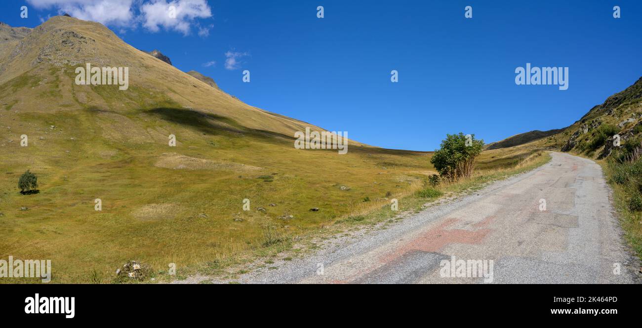 Summer on the road of the Col de Sarenne, Grandes Rousses massif, French Alps Stock Photo