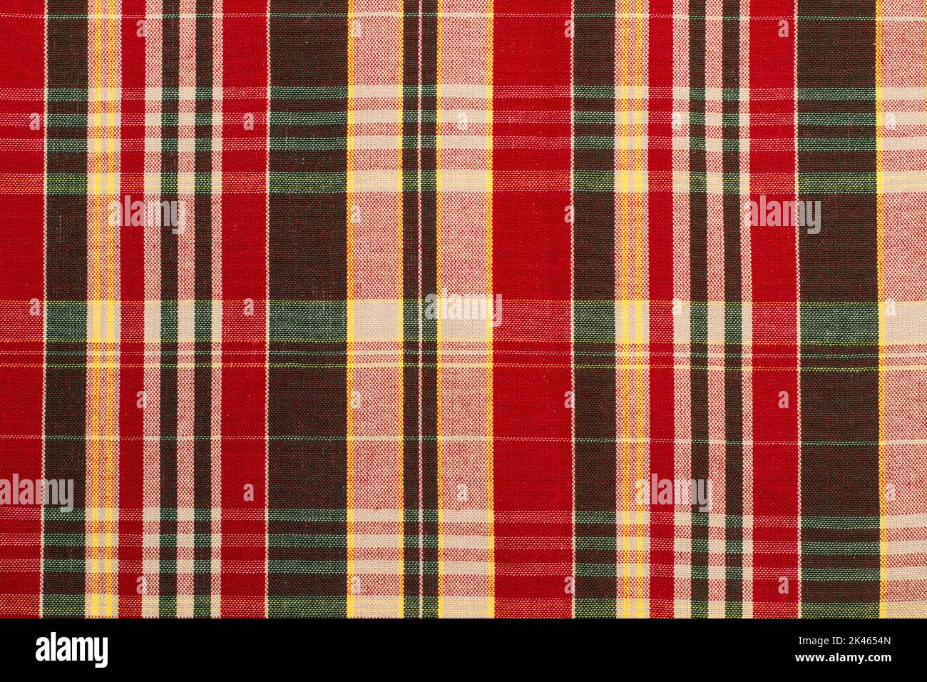 Colored chequered fabric in a close up view Stock Photo
