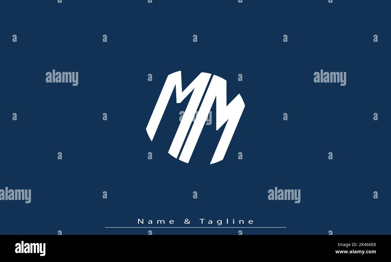 Letters Mm Logo Initials Monogram Minimalist Style Mirror