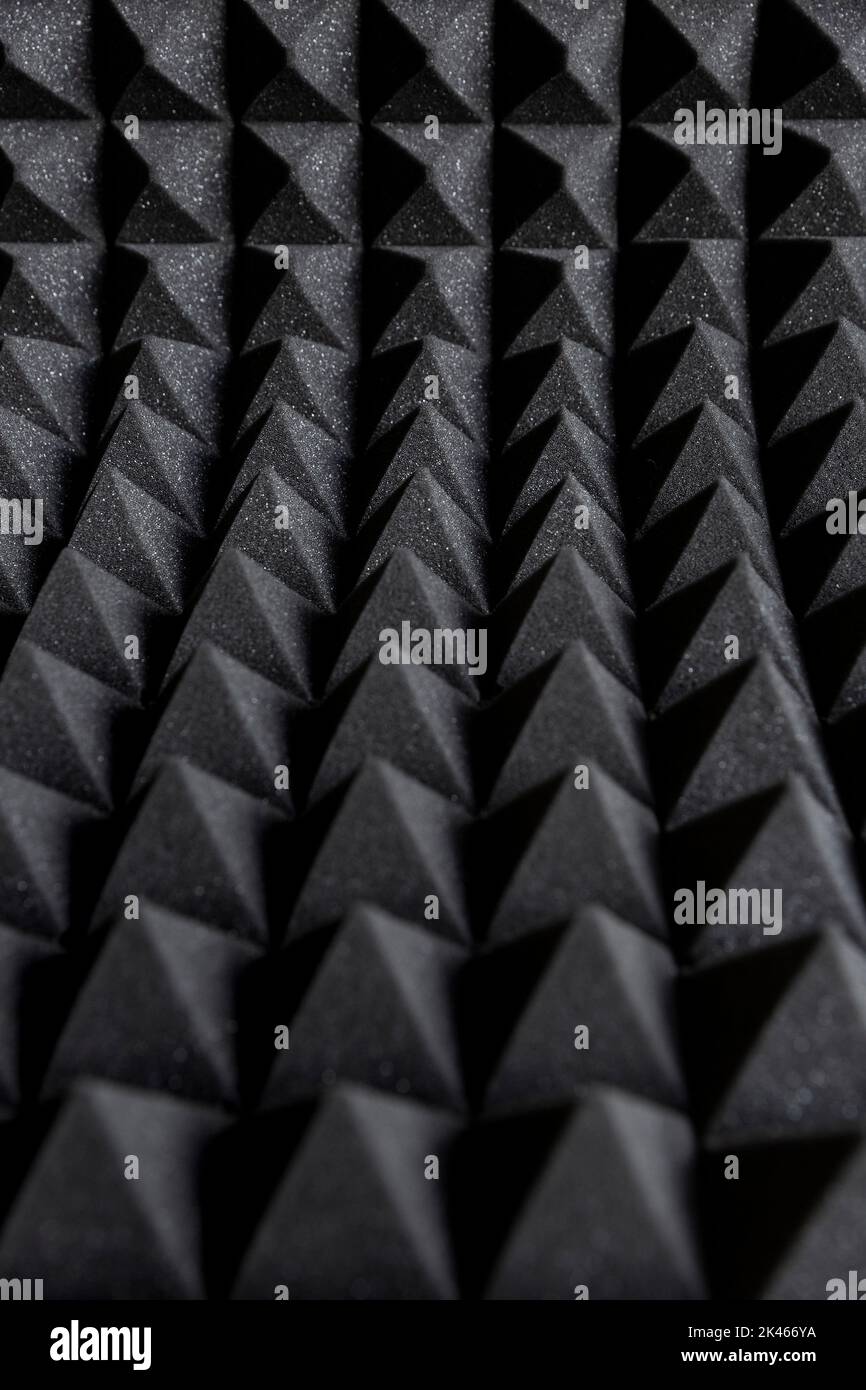 Detail of sound insulation padded panel. Audio soundproofing in