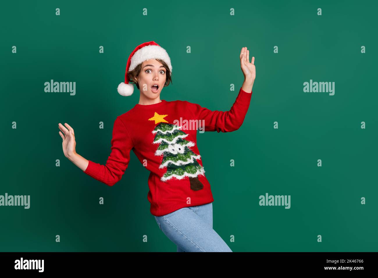 Shocked Walk In Photo of shocked pretty person raise arms open mouth sneaky walk ...