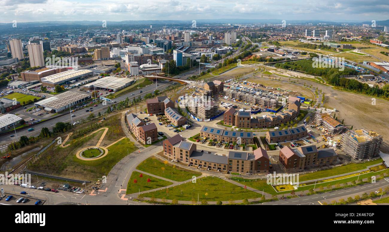 Aerial view of new housing development at Sighthill Transformational Regeneration Area (TRA) in