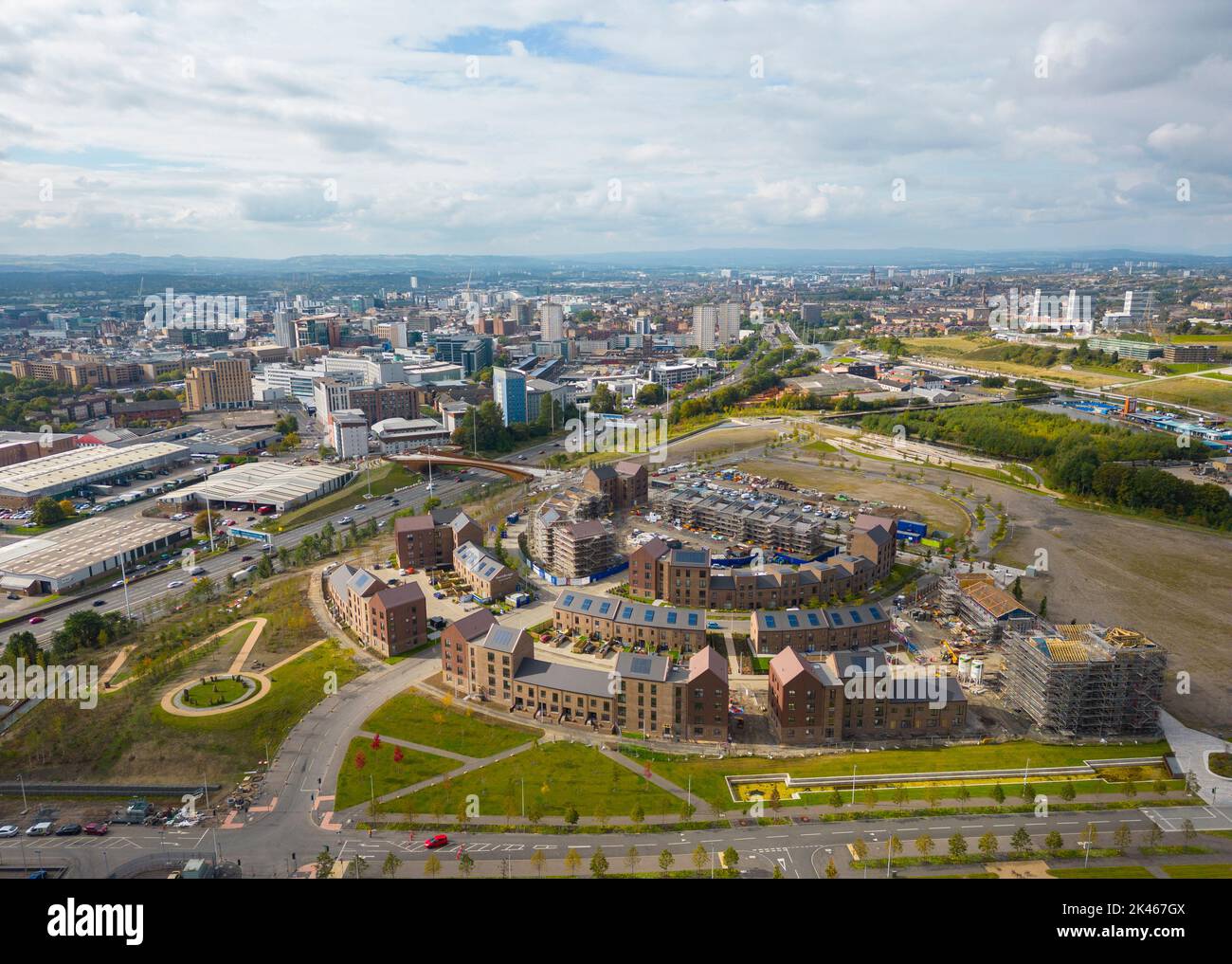 Aerial view of new housing development at Sighthill Transformational