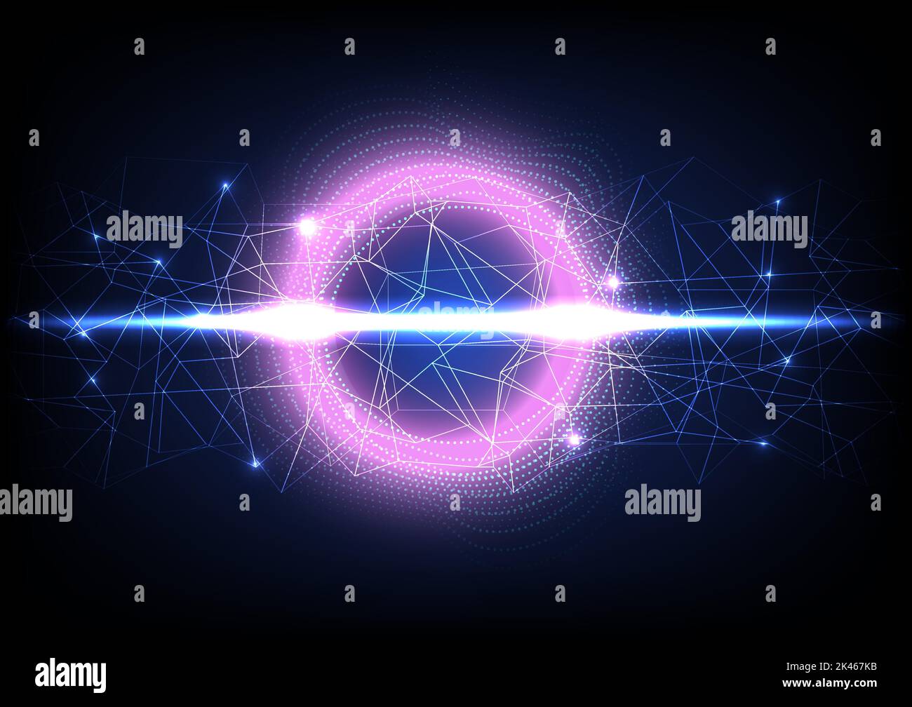 Abstract glowing sphere futuristic and network connection background.  Vector illustration. Stock Vector