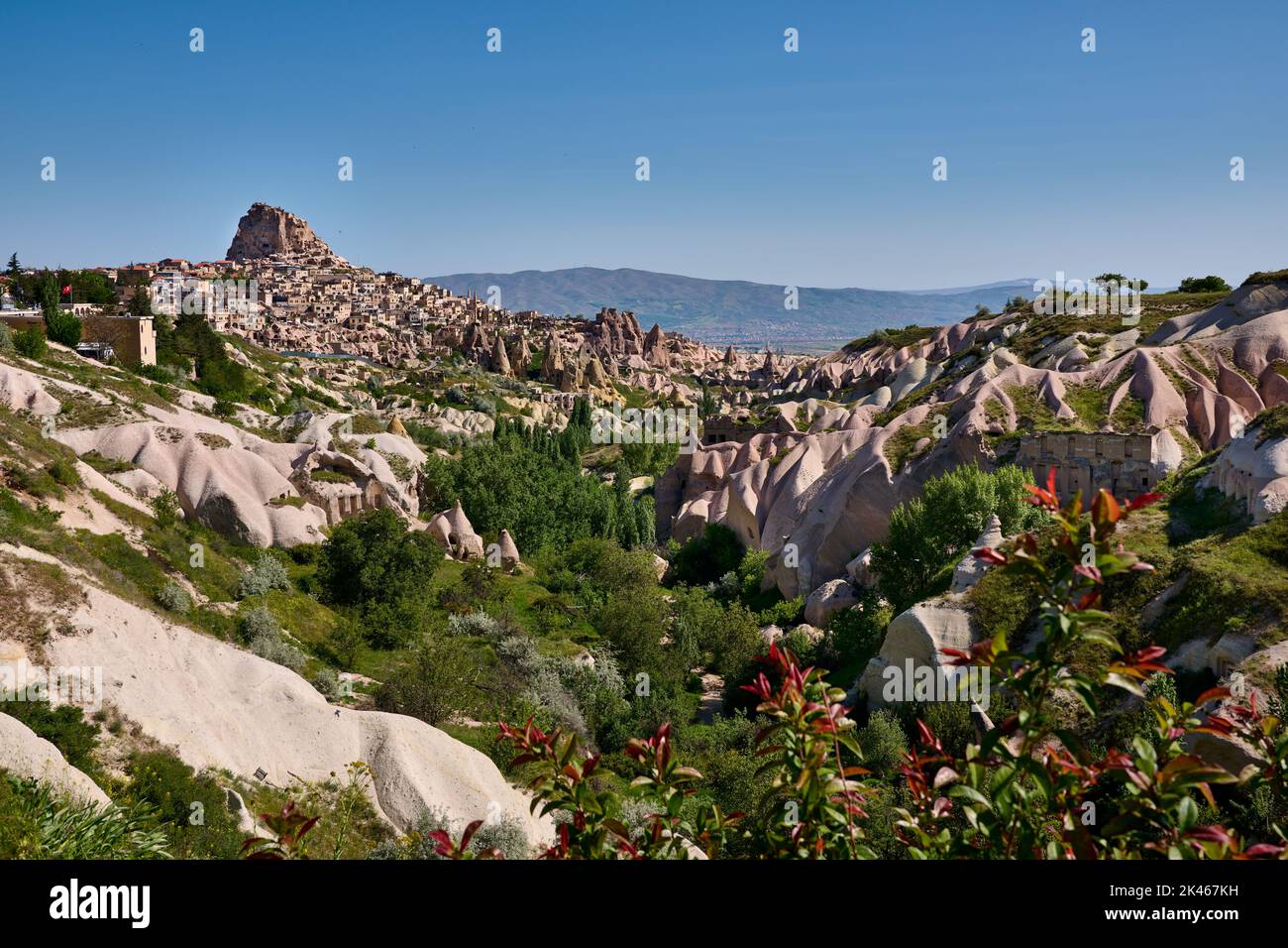 view into Pigeon Valley, Uchisar, Cappadocia, Anatolia, Turkey Stock Photo
