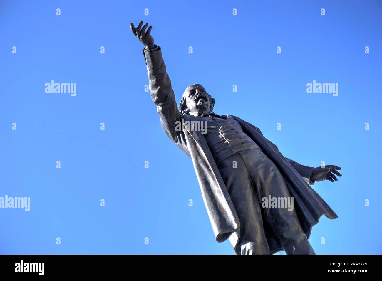 Aveiro, Portugal - August 14, 2022: Close up of statue of Jose Estevao Coelho de Magalhaes located outside district council building Stock Photo