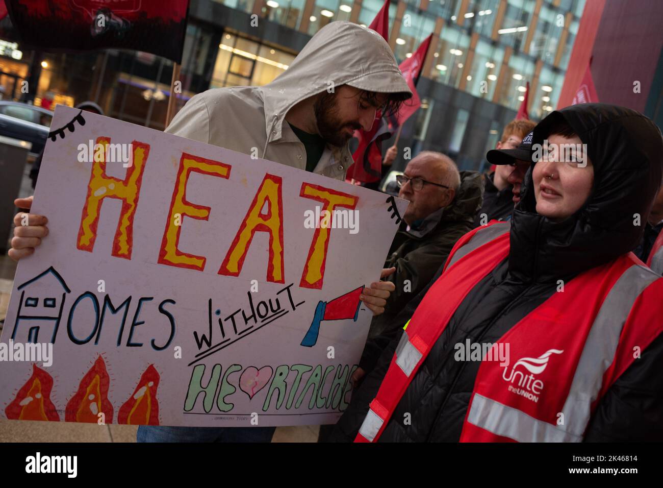 Glasgow, Scotland, 30 September, 2022. Enough is Enough demonstration, against corporate greed and rising household energy fuel prices, outside the HQ of Scottish Power, in Glasgow, Scotland, 30 September, 2022. Photo credit: Jeremy Sutton-Hibbert/Alamy Live News. Stock Photo