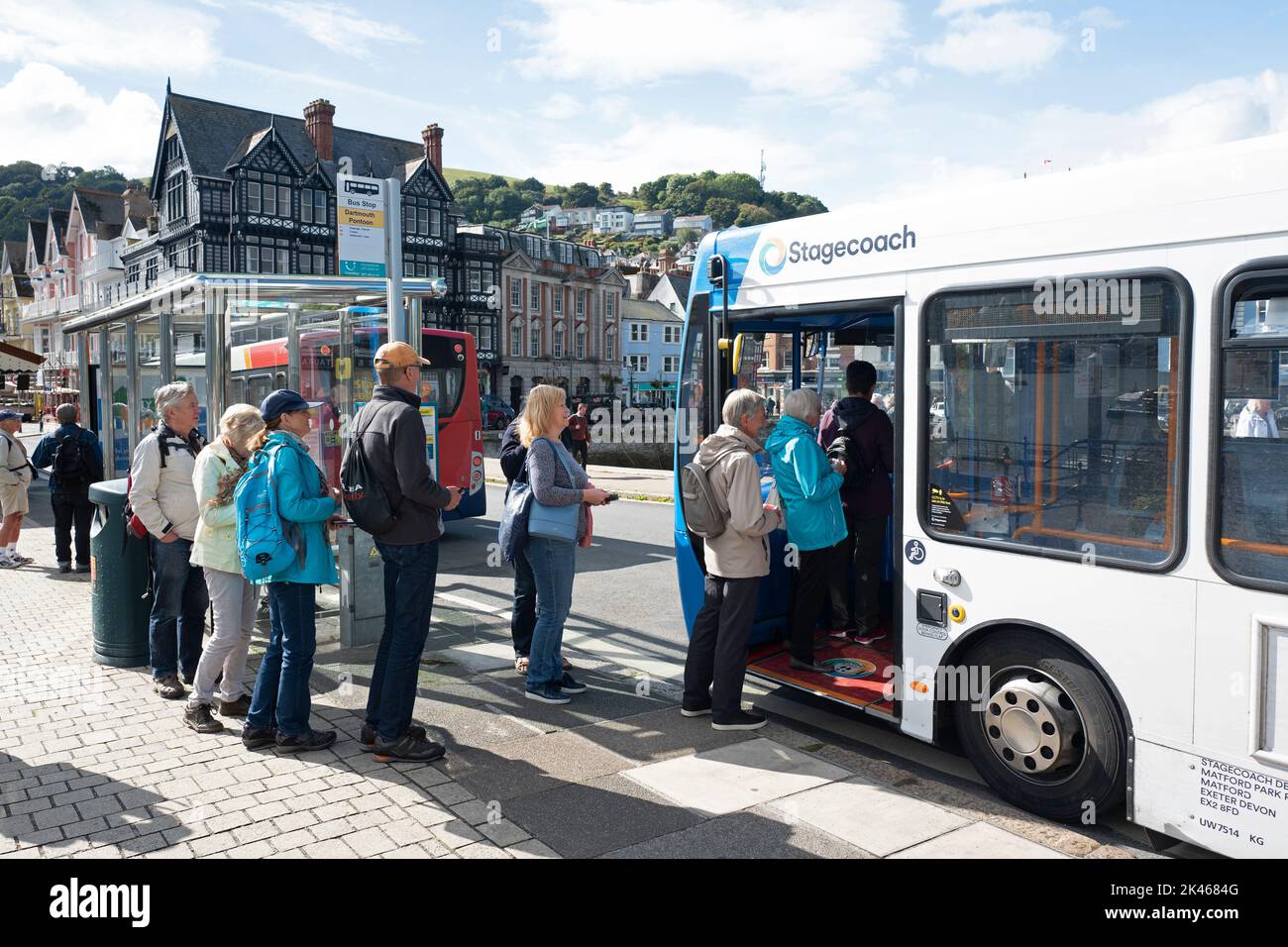 Bus queue, Dartmouth UK Stock Photo