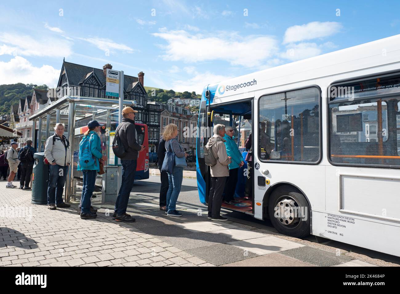 Bus queue, Dartmouth UK Stock Photo