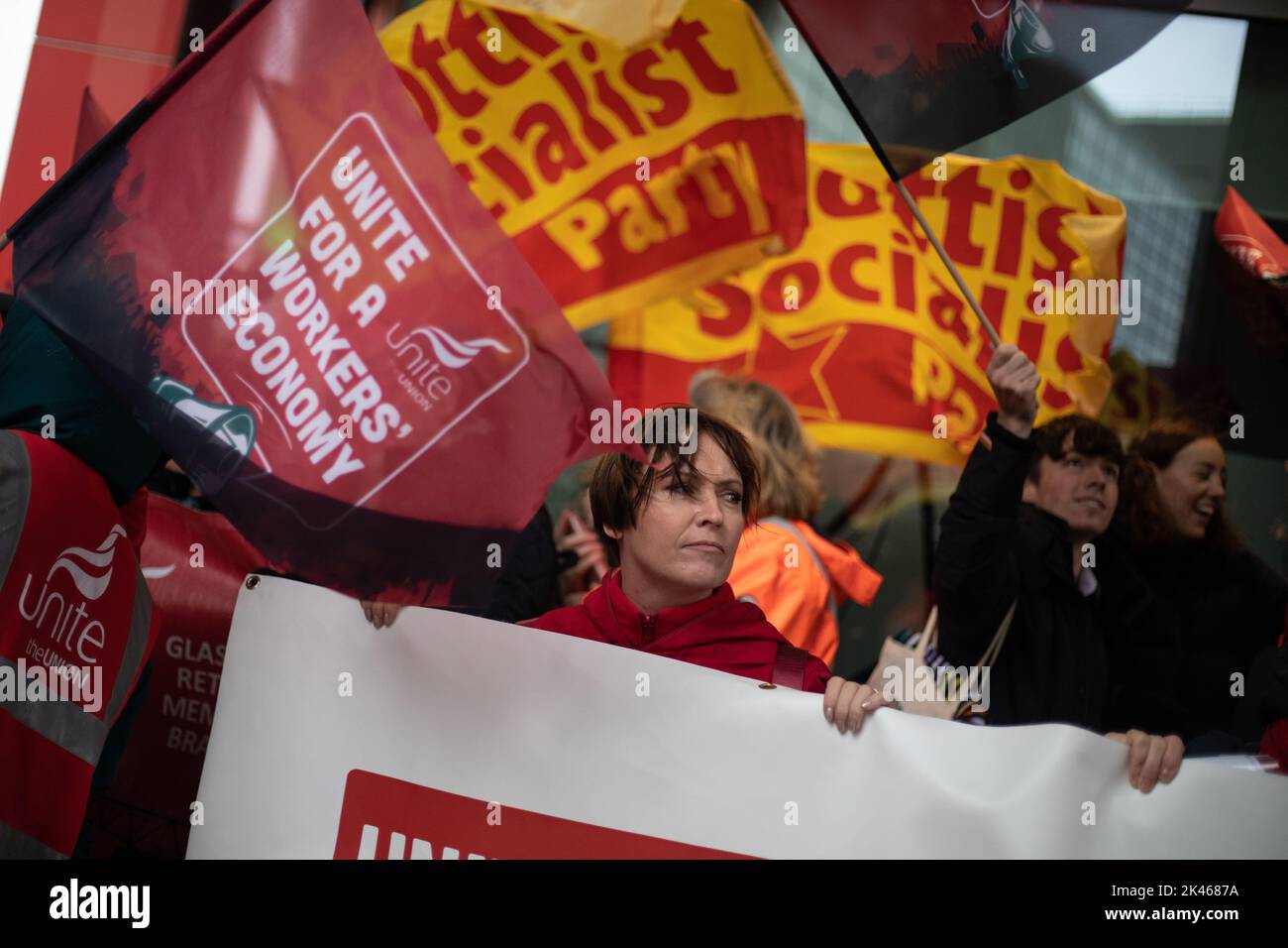 Glasgow, Scotland, 30 September, 2022. Enough is Enough demonstration, against corporate greed and rising household energy fuel prices, outside the HQ of Scottish Power, in Glasgow, Scotland, 30 September, 2022. Photo credit: Jeremy Sutton-Hibbert/Alamy Live News. Stock Photo