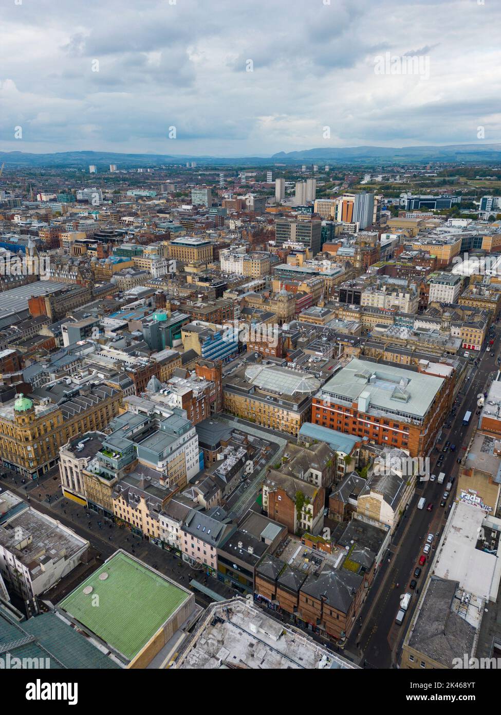Aerial view of urban skyline of  Glasgow city centre, Scotland, UK Stock Photo
