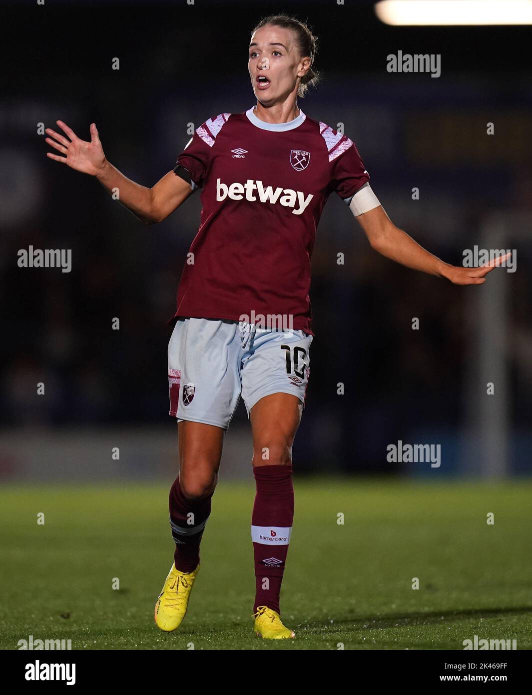 West Ham United's Dagny Brynjarsdottir during the Barclays Women's Super League match at Kingsmeadow, London. Picture date: Wednesday September 28, 2022. Stock Photo