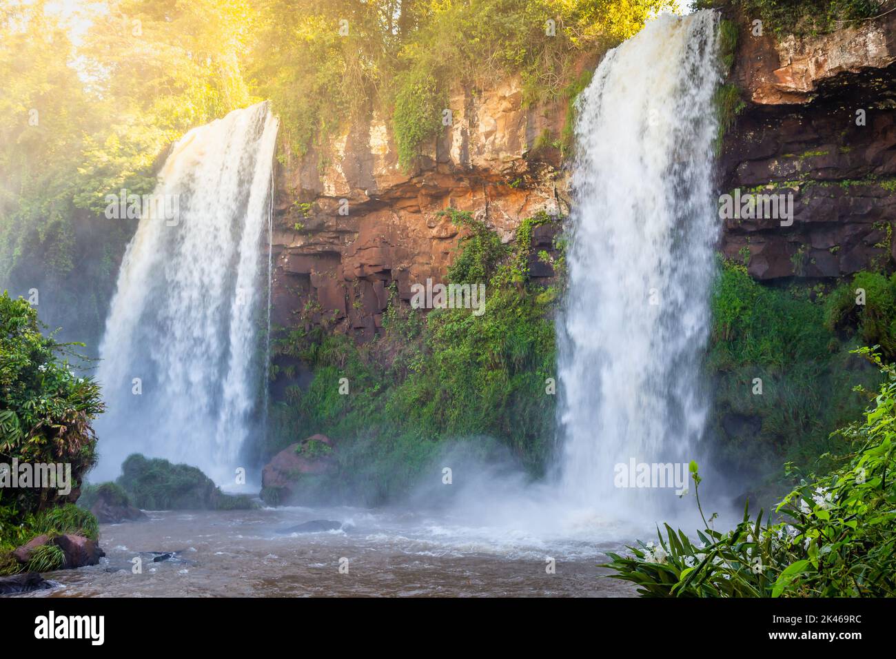Iguazu Falls dramatic landscape, view from Argentina side, South America Stock Photo
