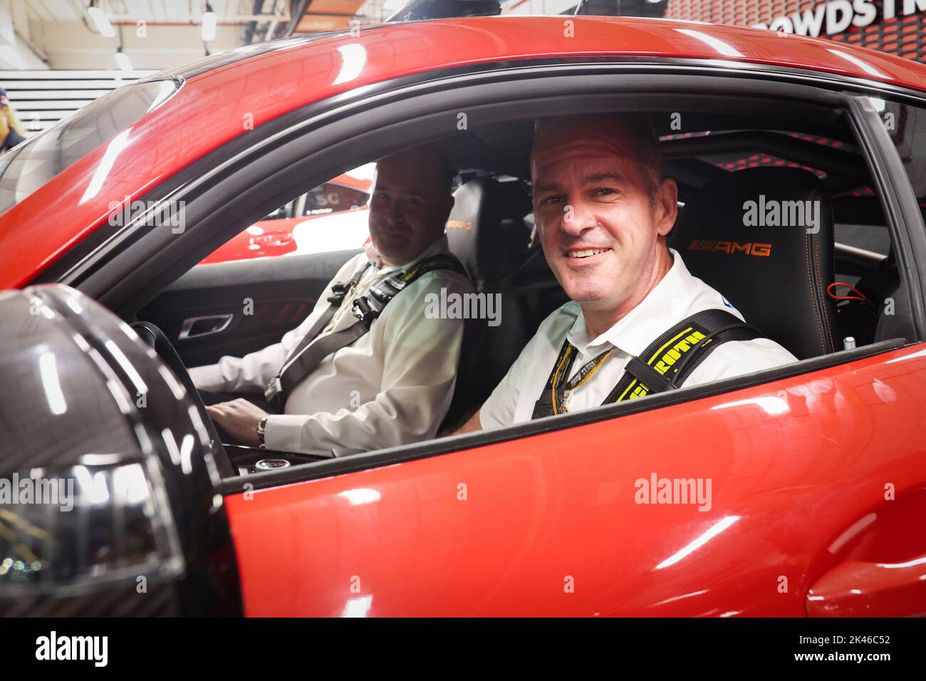 Singapore. 30th Sep, 2022. WITTICH Niels, FIA race director, and REID Robert, FIA Deputy President for Sport, portrait in the Mercedes AMG safety car, during the Formula 1 Singapore Airlines Singapore Grand Prix 2022, 17th round of the 2022 FIA Formula One World Championship from September 30 to October 02, 2022 on the Marina Bay Street Circuit, in Singapore - Photo: Antonin Vincent / Dppi/DPPI/LiveMedia Credit: Independent Photo Agency/Alamy Live News Stock Photo