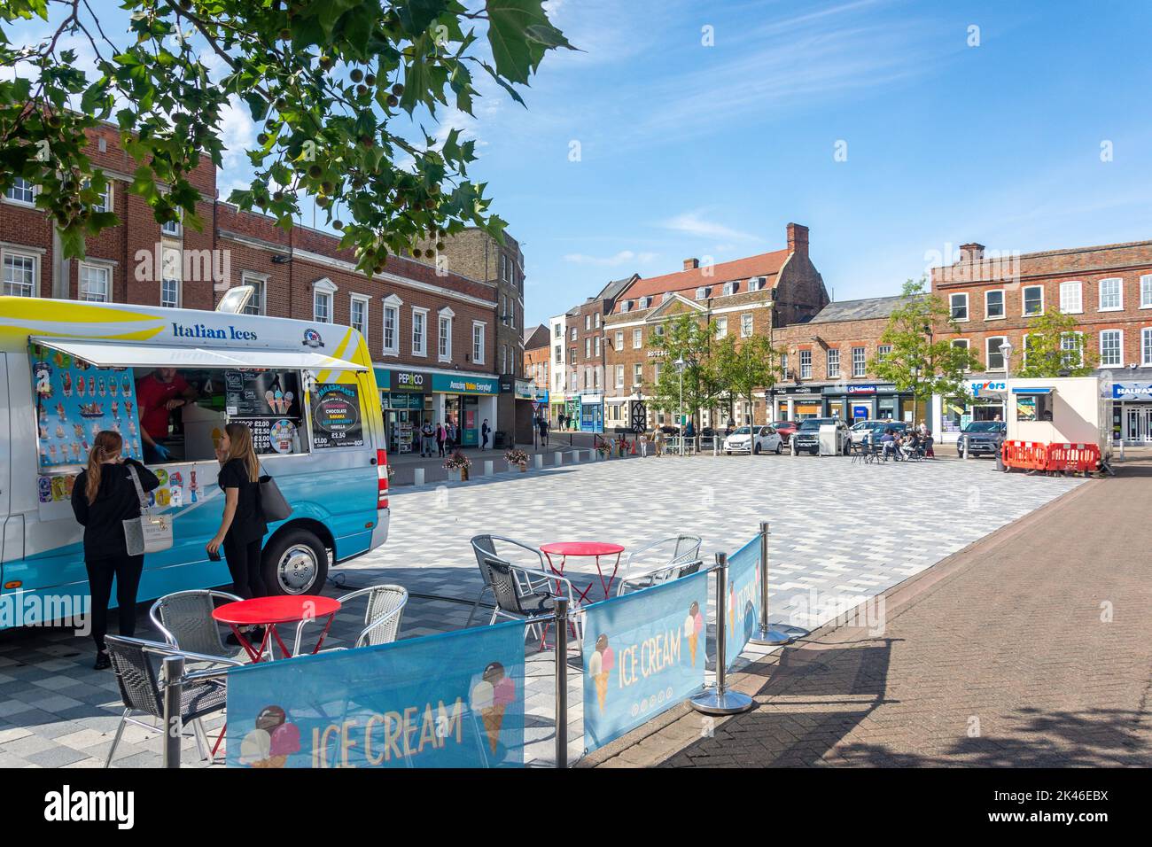 Italian ice cream van, Market Place, Wisbech, Cambridgeshire, England, United Kingdom Stock Photo