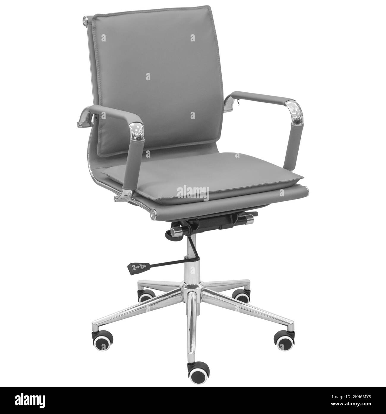 Grey office chair with chrome coating. Isolated on a white background