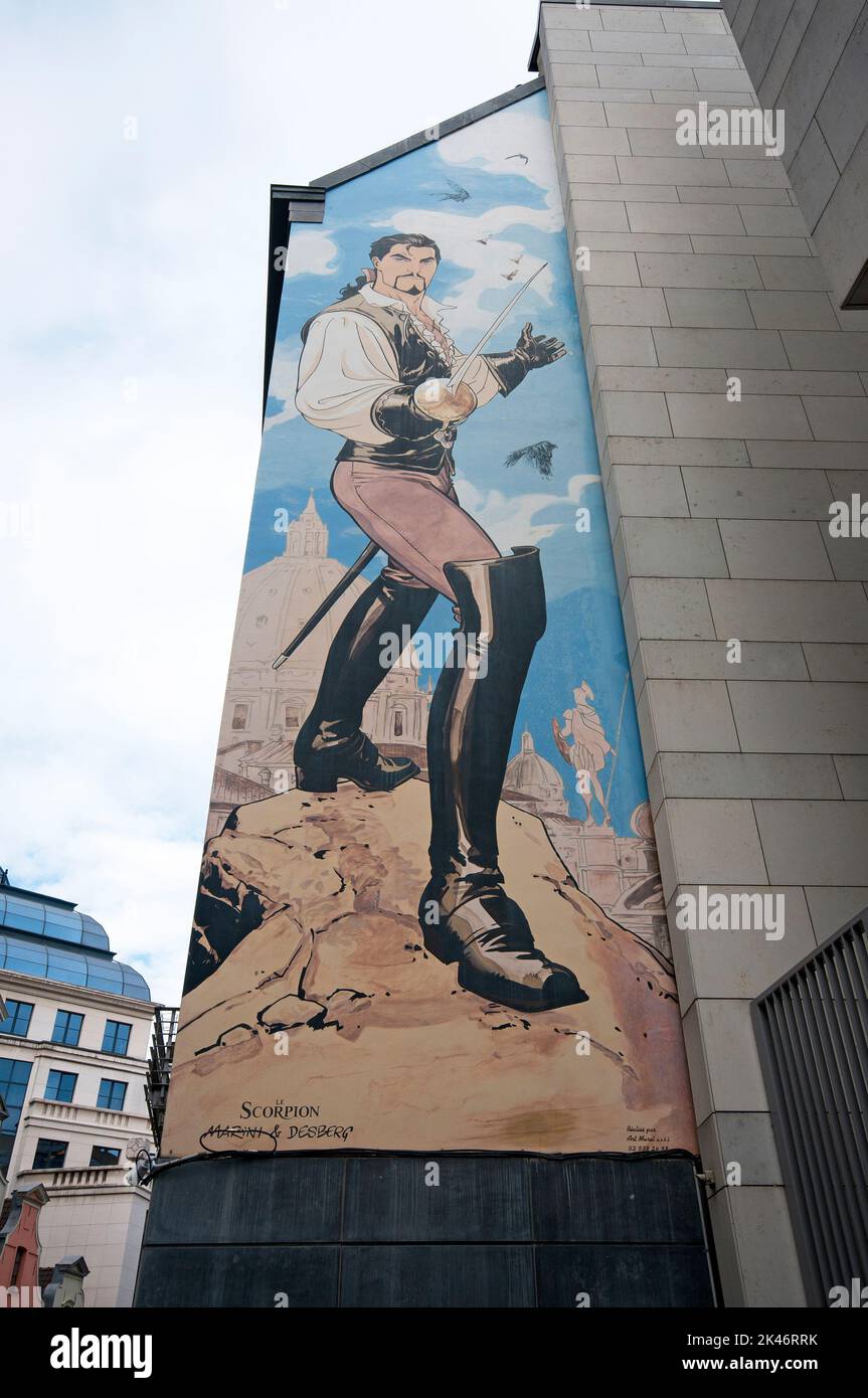 Wall drawing in Brussels, belgium Stock Photo