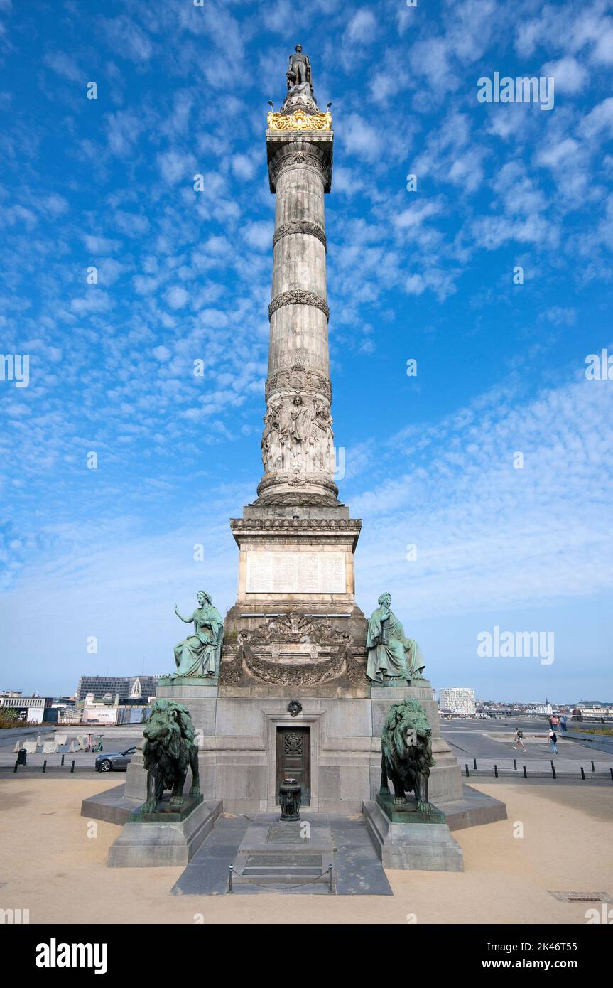Congress column (built  in 1850-1859 by architect Joseph Poelaert), Brussels, Belgium Stock Photo
