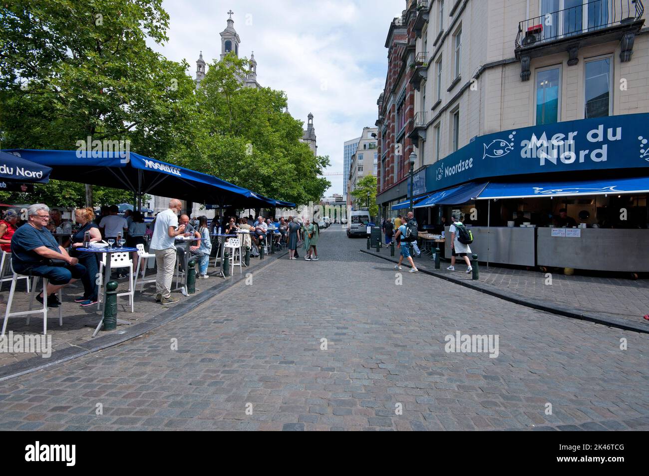 Seafood restaurant Mer du Nord in Rue Sainte-Catherine, Brussels, Belgium Stock Photo