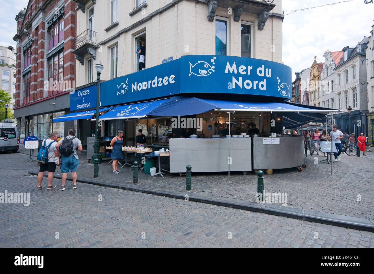 Seafood restaurant Mer du Nord in Rue Sainte-Catherine, Brussels, Belgium Stock Photo