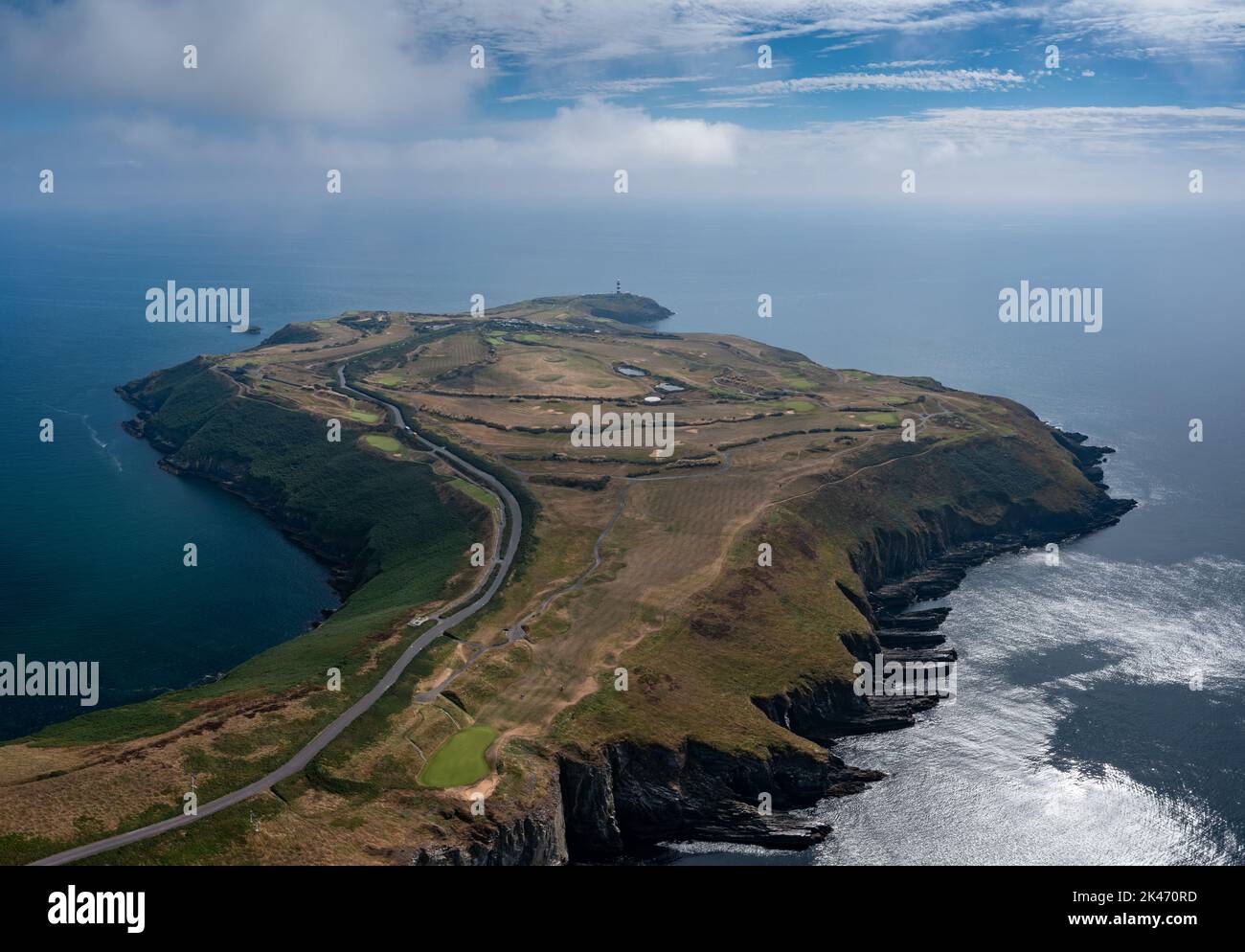 An aerial view of the Old Head of Kinsale in County Cork of western