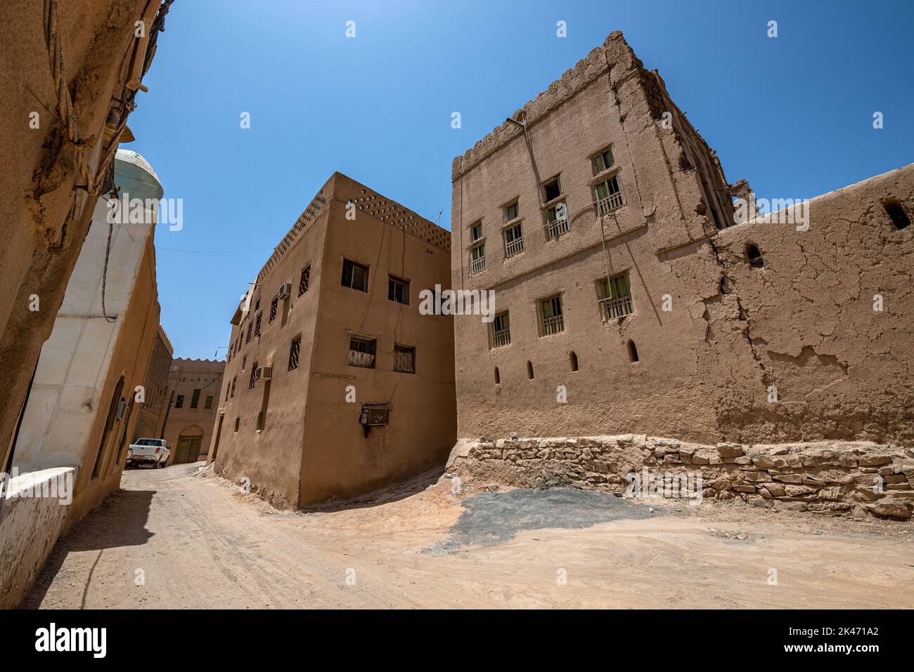 Old mud buildings in Al Hamra village, Ad-Dakhilitìyah Region, Oman Stock Photo