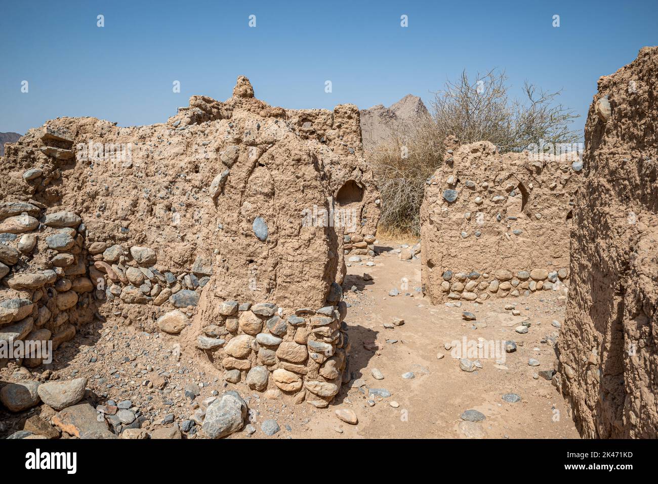 Abandoned mud village of Tanuf, Oman Stock Photo