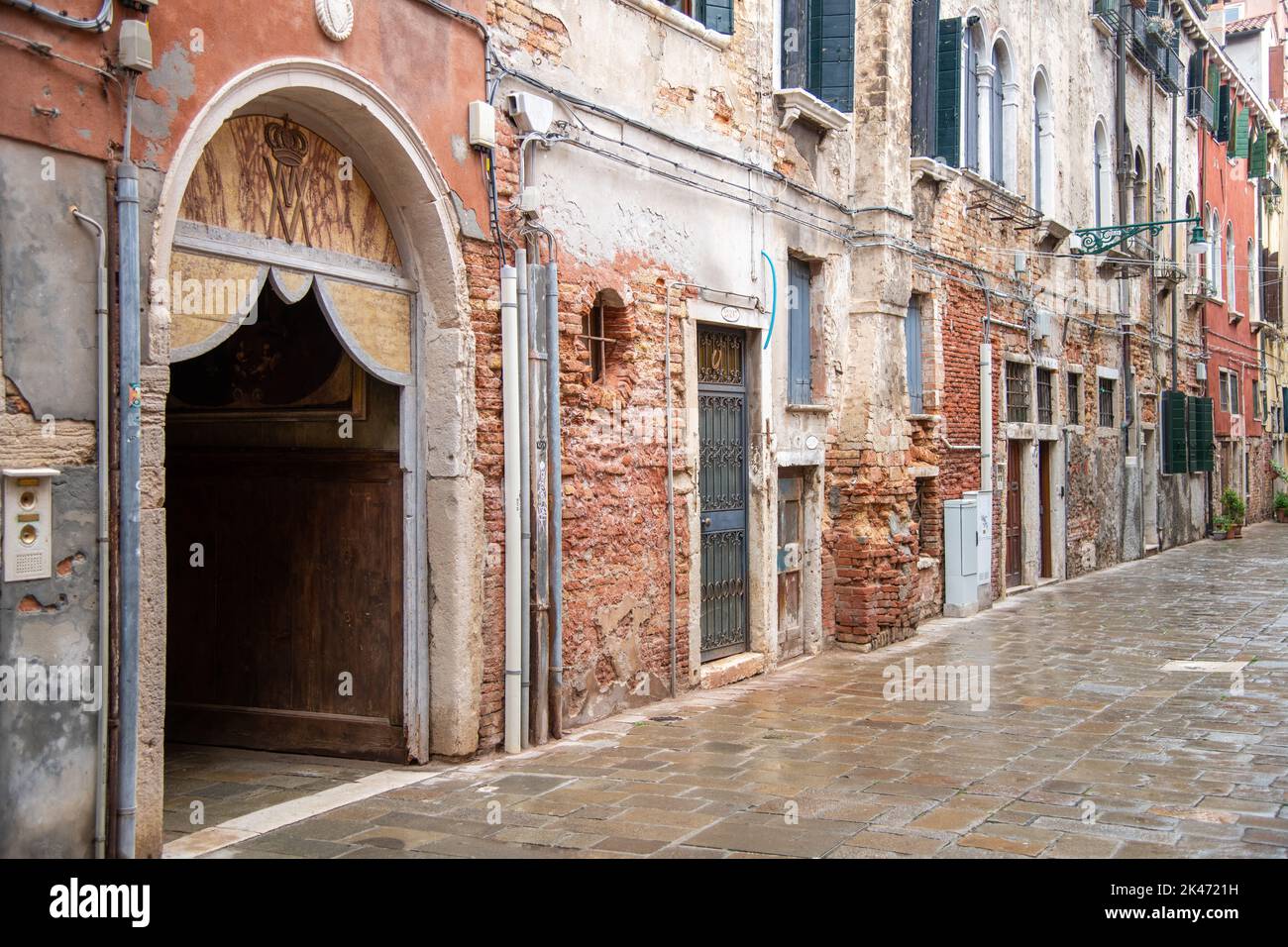 An empty alley in Venice, Italy Stock Photo