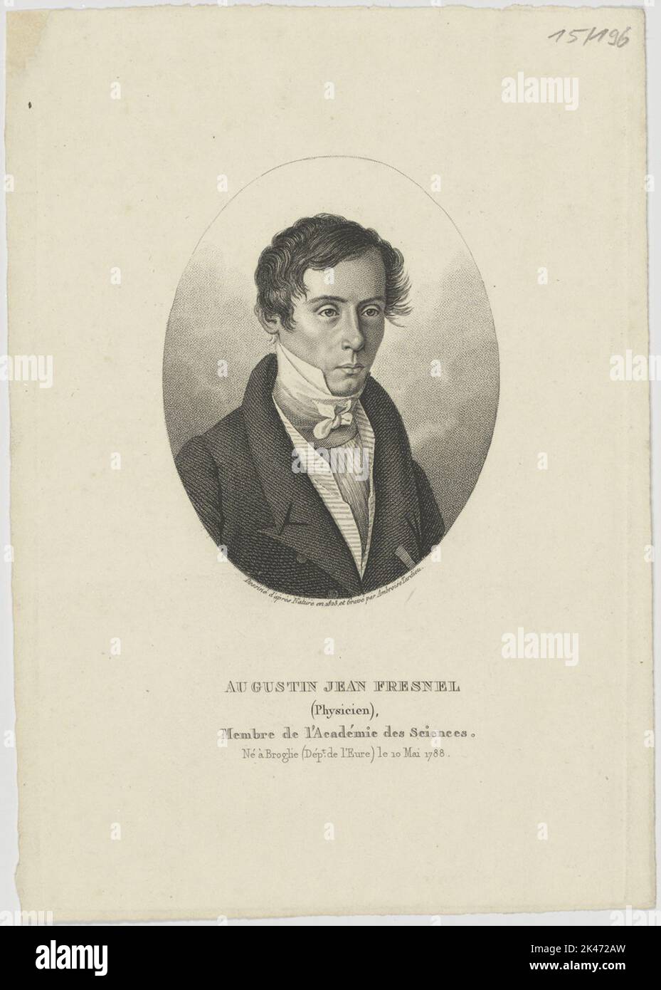 Portrait of Augustin Jean Fresnel Stock Photo