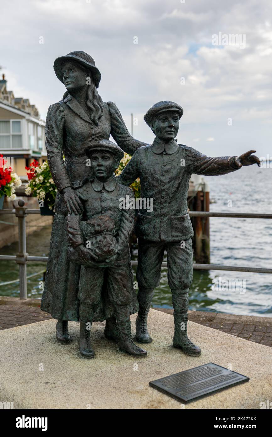 Cobh, Ireland 15 August, 2022 view of the Annie Moore monument at