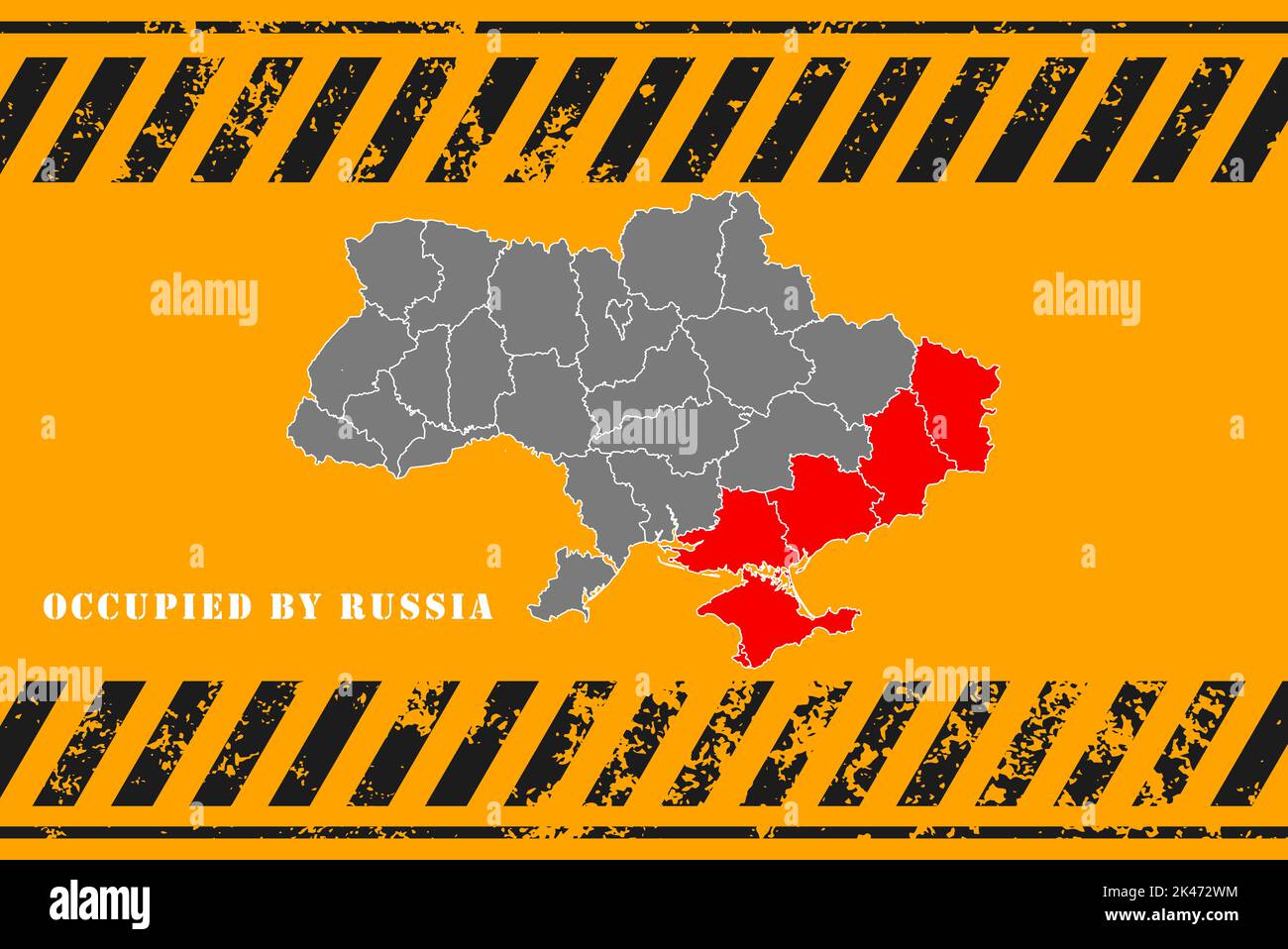 Russian-occupied regions of Ukraine, occupied regions of Ukraine, Donetsk, Luhansk, Kherson and Zaporizhzhia, war Ukraine and Russia, map occupied reg Stock Photo