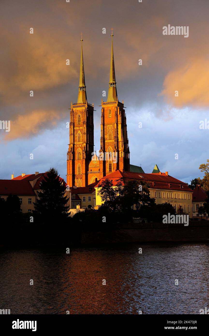 Wroclaw  Ostrow Tumski, Island, historical architecture Silesia Poland architecture, breslau, cathedral, catholic, church, city, Stock Photo